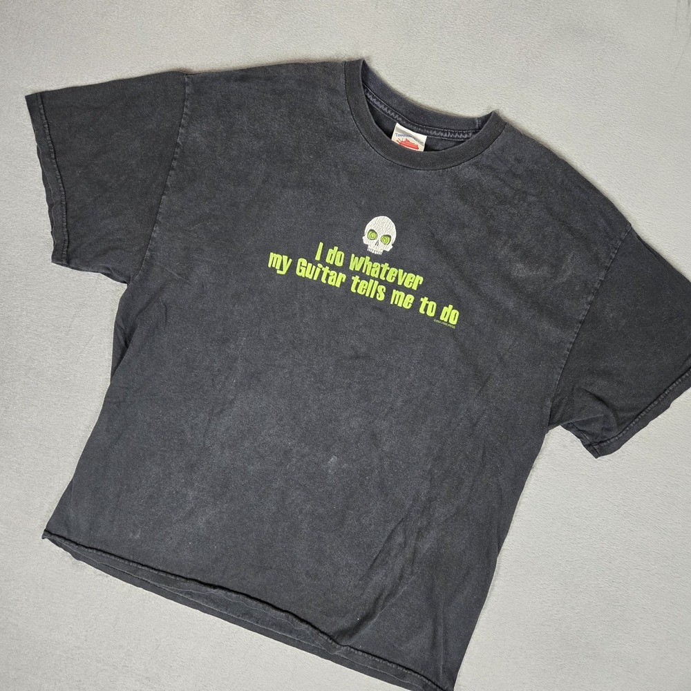 Vintage Y2k Living Epistles T-Shirt Mens XL Black Music Guitar Skull 2000's
